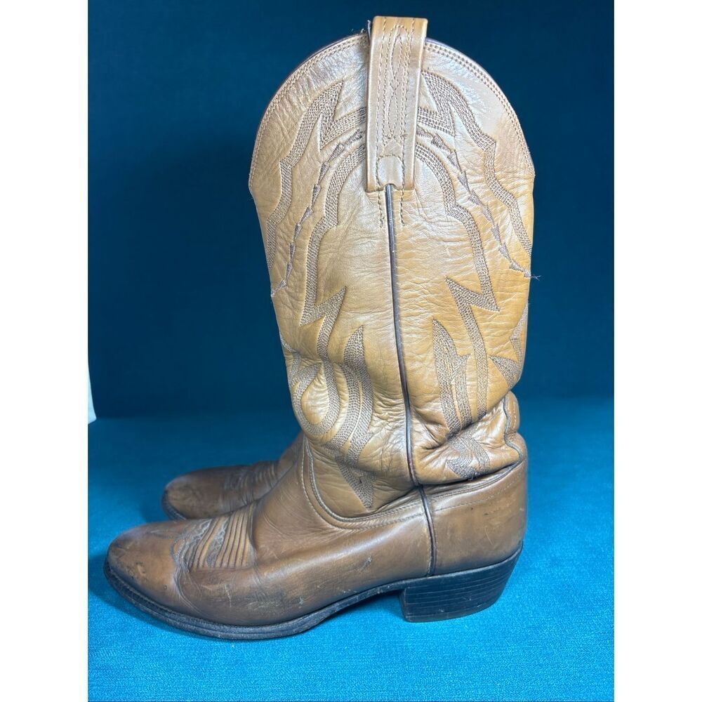 Lucchese 3145 Handmade Western Cowboy Boots Brown Tan Leather Men’s Size 10 D US